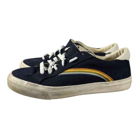 Madewell Sidewalk Low-Top Rainbow Embroidered Blue Canvas Sneaker Shoes Size 8 M - Picture 5 of 9